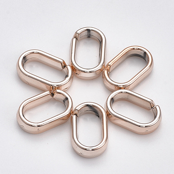 CCB Plastic Linking Ring, For Cable Chains Making, Oval, Rose Gold, 19x12x5mm, Inner Measure: 14x7mm