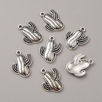 Tibetan Style Zinc Alloy Pendants, Cactus, Antique Silver, 21x16x2.5mm, Hole: 1.6mm