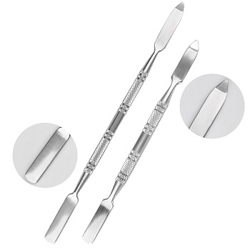 Stainless Steel Spoon Palette Spatulas Stick Rod, Makeup Cosmetic Nail Art Tool, Stainless Steel Color, 11.5cm, 16cm, 2pcs/set