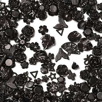 Acrylic Pearly Lustre Beads, Mixed Shapes, Black, 11.5~25x8~25x2~6mm, Hole: 1~2mm