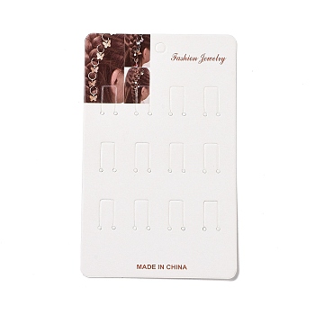 Rectangle Hair Clips Display Cards, Girl Pattern, White, 14.25x8.9x0.05cm, Hole: 2mm