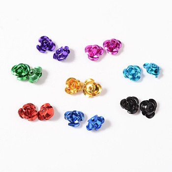 Flower Aluminum Beads, Mixed Color, 7x4mm, Hole: 1mm