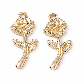 Alloy Pendants, Rose and Leaf Charm, Golden, 23x9.5x2mm, Hole: 1.6mm