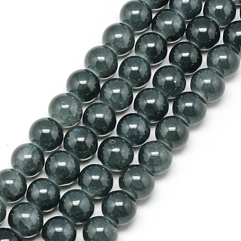 Baking Painted Crackle Glass Beads Strands, Round, Dark Slate Gray, 6mm, Hole: 1.3~1.6mm, about 133pcs/strand, 31.4 inch