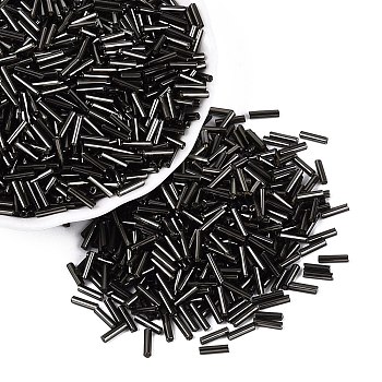 Glass Beads, Silver Lined, Round Bugle, Round Hole, Gray, 6~7x1.5~2mm, Hole: 0.5mm, about 12500pcs/bag