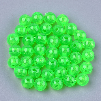 Transparent Plastic Beads, Round, Lime, 6x5.5mm, Hole: 1.8mm, about 5000pcs/500g
