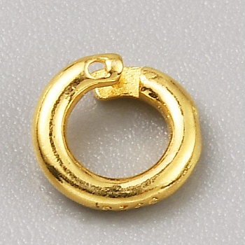 925 Sterling Silver Locking Jump Ring, Open Round, with 925 Stamp, Real 24K Gold Plated, 6x1.4mm, Inner Diameter: 3.5mm