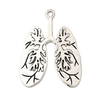Tibetan Style Alloy Pendants, Lung Charms, Lead Free & Cadmium Free, Antique Silver, 39x29.5x2mm, Hole: 2.2mm, about 208pcs/1000g