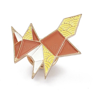 Origami Fox Silver brooch For girl Fox Pin Enamel