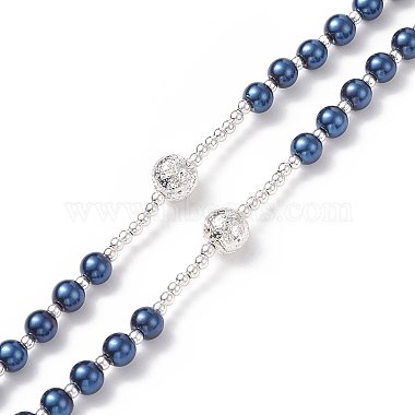 Collier de perles de roche de lave naturelle et de perles de verre(NJEW-TA00041-03)-5