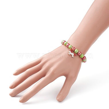 Bracelet extensible en perles acryliques opaques pour enfants(BJEW-JB06498)-4