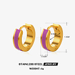 304 Stainless Steel Enamel Hoop Earrings, Golden, Medium Orchid, 13mm(FS-WG74D91-05)