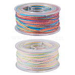2 Rolls 2 Colors Segment Dyed Round Polyester Twisted Cords, with PET Plastic, for Jewelry Making, Mixed Color, 1mm, about 29.53 Yards(27m)/Roll, 1 roll/color(OCOR-TA0003-65C)