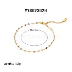 Simple 304 Stainless Steel Dapped Chain Bracelets, Ion Plating(IP) for Summer Beach, Real 18K Gold Plated, 6-3/4 inch(17cm)(PM6439-4)