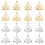16Pcs 2 Colors 201 Stainless Steel Connector Charms, Laser Cut Links, Double Triangle, Golden & Stainless Steel Color, 19.5x16x1mm, Hole: 1.4mm, 8pcs/color(STAS-UN0054-64)