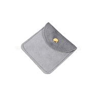 Square Velvet Jewelry Pouches, Jewelry Gift Bags with Snap Button, for Ring Necklace Earring Bracelet, Dark Gray, 8x8cm(PW-WG95683-03)