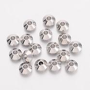 Brass Spacer Beads, Bicone, Platinum, about 4mm in diameter, hole: 1mm(X-EC008)
