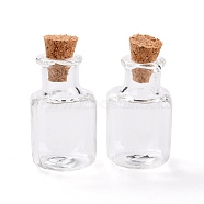 Square Glass Cork Bottles Ornament, Glass Empty Wishing Bottles, DIY Vials for Pendant Decorations, Clear, 1.4x1.4x2.3cm(GLAA-D002-04I)