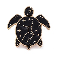 Turtle Enamel Pin, Cute Animal Alloy Enamel Brooch for Backpacks Clothes, Golden, Black, 26.5x25.5x10.5mm(JEWB-C008-37KCG)