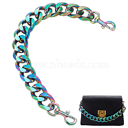 Elite Bag Chains Straps, Aluminum Curb Link Chains, with Alloy Swivel Clasps, for Bag Replacement Accessories, Rainbow Color, 32.2cm, 1pc/box(FIND-PH0009-08)