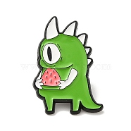 Little Monster Enamel Pins, Electrophoresis Black Alloy Brooches, Lime Green, 27x18.5x1.5mm(JEWB-E029-01EB-03)