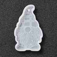 Easter Theme DIY Pendant Silicone Mold, Resin Casting Molds, for UV Resin, Epoxy Resin Jewelry Making, Dwarfs, White, 67x41x6mm, Hole: 2.5mm(DIY-F093-01)
