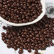 6/0 Opaque Baking Paint Glass Seed Beads, Teardrop, Coconut Brown, 4.5~5x4x3~3.5mm, Hole: 0.9mm, about 5625Pcs/Pound(SEED-M012-02A-14)