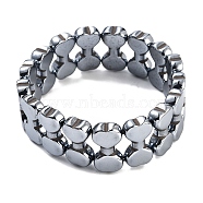 Terahertz Stone Heart Beaded Double Layer Stretch Bracelets for Women Men, Platinum Plated, Inner Diameter: 2-1/4 inch(5.7cm)(G-P545-D01-P)