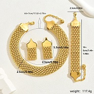 Luxury Exaggerated Iron Choker Necklace & Chain Bracelet & Dangle Stud Earring Jewelry Sets for Women, Perfect for Parties and Gifts, Golden(SJ9362)