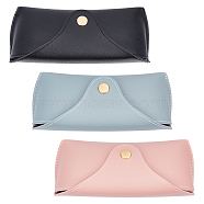3Pcs 3 Color Imitation Leather Eyeglass Cases, with Brass Snap Button, Mixed Color, 68x170x46mm, 1Pc/color(AJEW-GF0006-61)