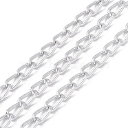 Oval Oxidation Aluminum Curb Chains, Unwelded, with Spool, Silver, Link: 11x6x1.7mm, about 30m/roll(CHA-G001-11A-S)