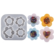 Flower Shaker Mold, DIY Quicksand Jewelry Silicone Molds, Resin Casting Molds, For UV Resin, Epoxy Resin Jewelry Making, White, 95x95x11mm, Inner Diameter: 36~45mm(DIY-P074-06A)