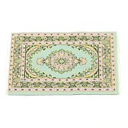 Mini Dollhouse Cloth Carpets, Rectangle with Floral, Pale Goldenrod, 160x100x0.5mm(DIY-WH0001-47B)