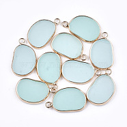 Natural Amazonite Pendants, with Brass Findings, Golden, Dyed, 25x15.5x2mm, Hole: 2mm(G-T112-28B)