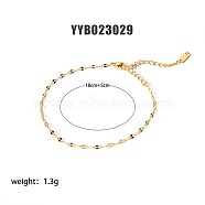 Simple Stainless Steel Dapped Chains Bracelets for Summer Beach, Real 18K Gold Plated, 6-3/4 inch(17cm)(PM6439-4)