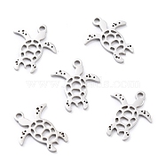 201 Stainless Steel Charms, Laser Cut, Manual Polishing, Turtle, Stainless Steel Color, 15x13x1mm, Hole: 1.5mm(STAS-D176-04P)