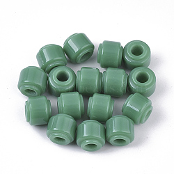 Resin European Beads, Large Hole Beads, Column, Medium Sea Green, 11x10mm, Hole: 5mm(RESI-S374-42)