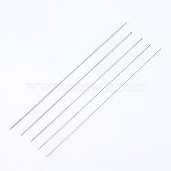 Iron Beading Needle, with Hook, For Quartz Gemstone Beads, Bead Threader, Platinum, 18x0.04cm(IFIN-P036-04E)