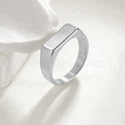 304 Stainless Steel Rectangle Finger Rings for Women, Stainless Steel Color, 7mm, Inner Diameter: 18mm(RJEW-B120-01P)