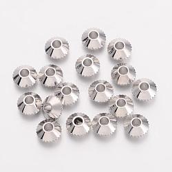 Brass Spacer Beads, Bicone, Platinum, about 4mm in diameter, hole: 1mm(X-EC008)