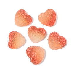 Imitation Candy Food Style Resin Cabochons, Heart, Gradient Color, Tomato, 15.5x17x5.5mm(RESI-R461-01L)