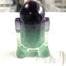 Natural Fluorite Carved Robot Figurines, for Home Office Desktop Decoration, 40x25x60mm(PW-WGAEA8B-08)