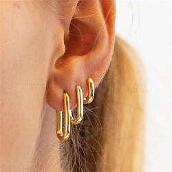 Zinc Alloy Hoop Earrings, Rectangle, Light Gold, 15~20x1~1.5mm(WG0BC63-03)