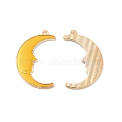 Alloy Enamel Pendants, Crescent Moon with Face Charm, Golden, Gold, 32x19.5x1.5mm, Hole: 1.4mm(ENAM-E005-01G-03)