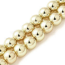 Electroplated Synthetic Magnetic Hematite Beads Strands, Grade AAA, Round, Light Gold Plated, 6mm, Hole: 1mm, about 66pcs/strand, 15.75 inch(40cm)(X-G-L613-F01-01A)