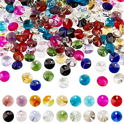 180Pcs 18 Colors Glass Charms, Faceted, Cone, Mixed Color, 8x4mm, Hole: 1~1.2mm, 10pcs/color(RGLA-NB0001-05)