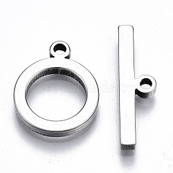 Non-Tarnish 201 Stainless Steel Toggle Clasps, Nickel Free, Ring, Stainless Steel Color, Ring: 17x13.5x2mm, Hole: 1.8mm, Bar: 22x6x2mm, Hole: 1.8mm(STAS-Q241-008P-NF)