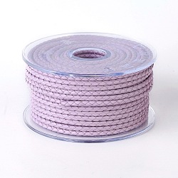Braided Cowhide Cord, Leather Jewelry Cord, Jewelry DIY Making Material, Plum, 3mm, about 5.46 yards(5m)/roll(WL-I003-3mm-D-13)