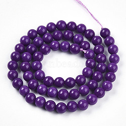 Natural Lepidolite/Purple Mica Stone Beads Strands, Spodumene Beads, Dyed, Round, 6mm, Hole: 1mm, about 65pcs/strand, 15.04''(38.2cm)(G-T140-6mm-06)