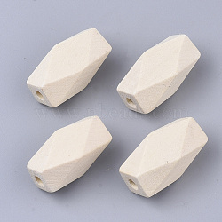 Unfinished Wood Beads, Natural Wooden Beads, Faceted, Polygon, PapayaWhip, 25x12x12mm, Hole: 3mm(WOOD-Q039-05B)